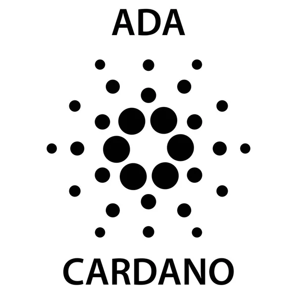 Cardano Criptovaluta Blockchain Icona Elettronica Virtuale Moneta Internet Simbolo Cryptocoin — Vettoriale Stock