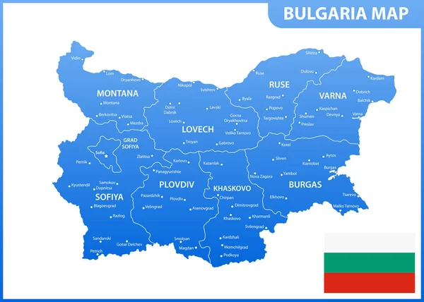 Szczegółowa Mapa Bułgarii Regionów Lub Państw Miast Stolicy Podział Administracyjny — Wektor stockowy