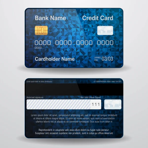 Detaillierte Realistische Vektor Kreditkarte Vorder Und Rückseite Geld Zahlungssymbol — Stockvektor