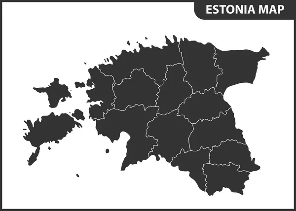 Detailed Map Estonia Regions States Administrative Division — Stock Vector