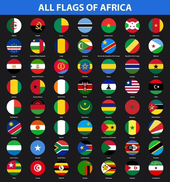 Reeks Van Vlaggen Van Alle Afrikaanse Landen Vlakke Stijl — Stockvector