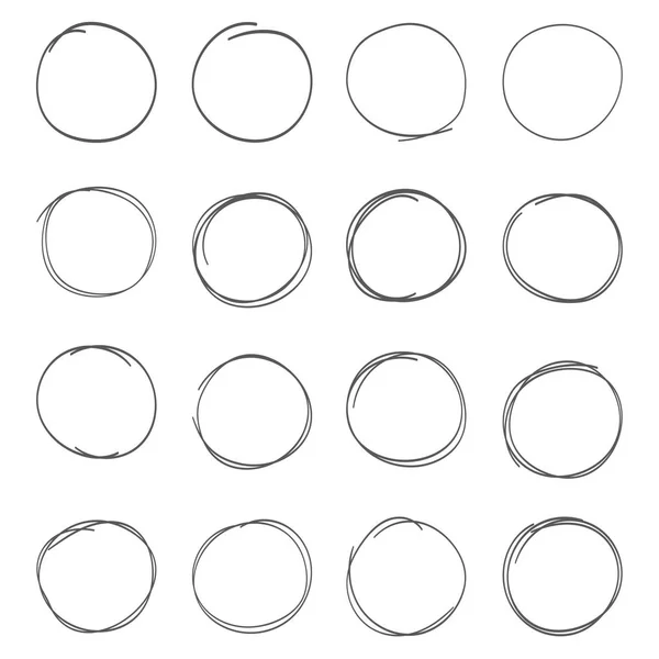 Hand Drawn Scribble Circles Set Doodle Ink Sketch Note Design — Stock Vector