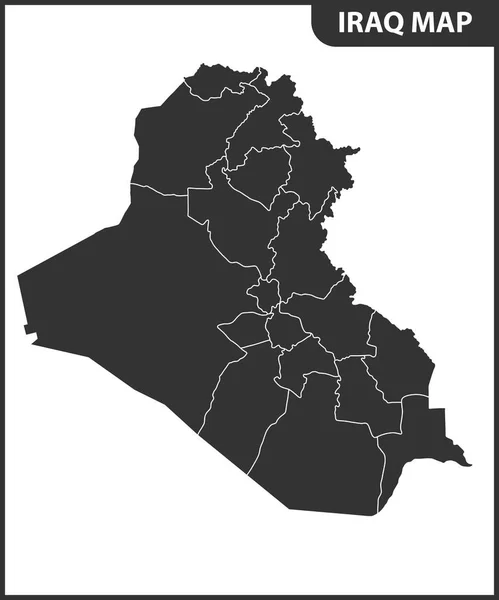 Mapa Detallado Irak Con Regiones Estados División Administrativa — Vector de stock