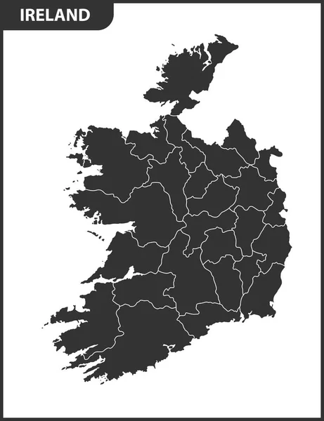 Detailed Map Ireland Regions States — Stock Vector