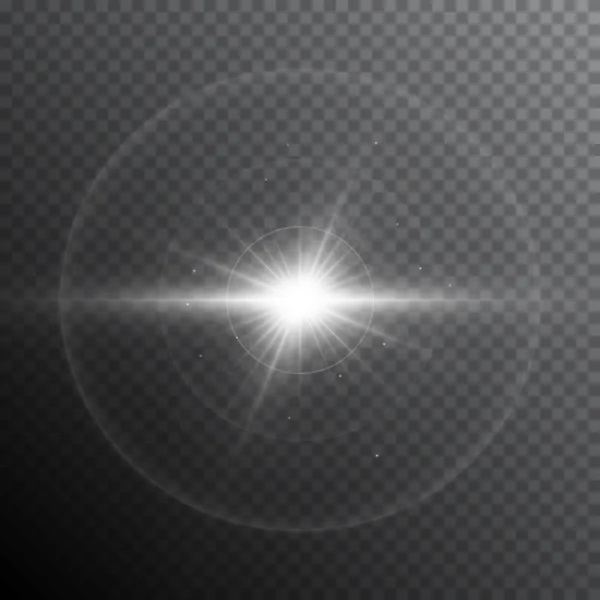 Lentilele Luminoase Efect Special Steaua Strălucitoare Străluciri Bliț Transparent Soare — Vector de stoc