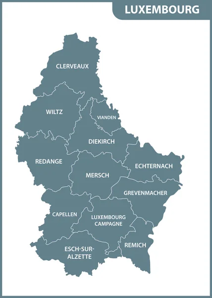 Mapa Detallado Luxemburgo Con Regiones Estados — Vector de stock