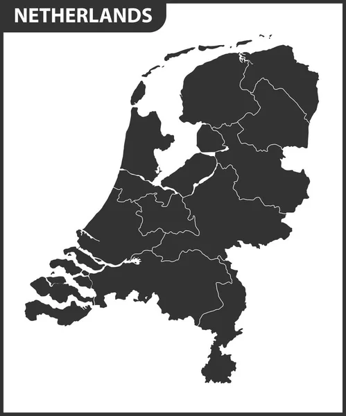 Mapa Detallado Países Bajos Con Regiones División Administrativa — Vector de stock