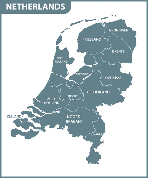 Podrobná Mapa Nizozemsko Regiony Administrativní Rozdělení — Stockový vektor