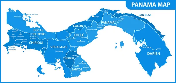 Carte Détaillée Panama Avec Les Régions Les États Les Villes — Image vectorielle