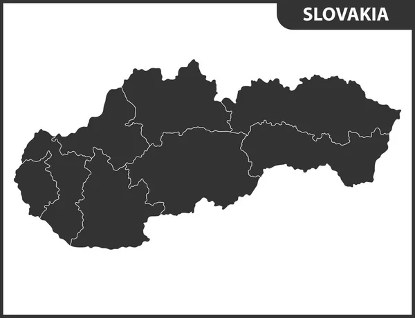 Детальна Карта Словаччини Регіонів Або Держави Адміністративний Поділ — стоковий вектор