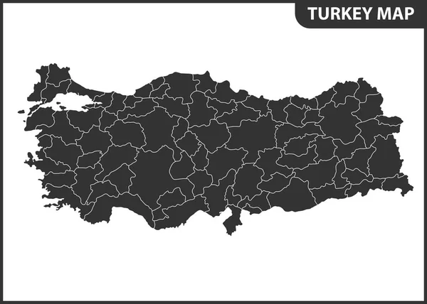 Bölgeler Veya Birleşik Ile Detaylı Türkiye Haritası Yönetim Bölümü — Stok Vektör