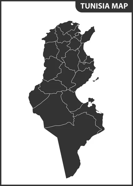 Gedetailleerde Kaart Van Tunesië Met Regio Staten — Stockvector