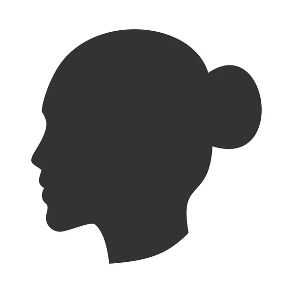 Silhouette Female Head Woman Face Profile Side View — Stock Vector