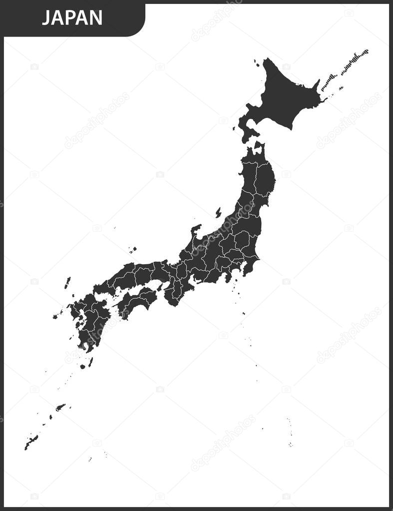 The detailed map of the Japan with regions.