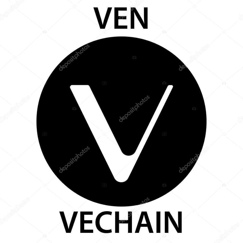 Vechein cryptocurrency blockchain icon. Virtual electronic, internet money or cryptocoin symbol, logo