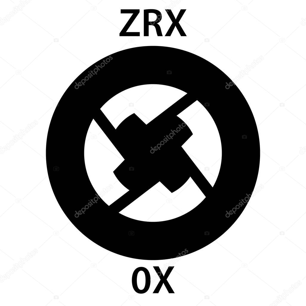 ZRX Coin cryptocurrency blockchain icon. Virtual electronic, internet money or cryptocoin symbol, logo