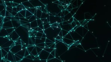 Animasyon çizgileri ve noktalardan soyut teknoloji arka planı. Kusursuz uzay geometrik arkaplan döngüsü