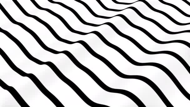 Abstrato Fluindo Ilusão Óptica Onda Listrada Padrão Movimento Linhas Preto — Vídeo de Stock
