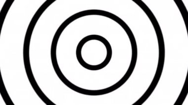 Soyut akışkan çizgili tünel optik illüzyonu. Siyah ve beyaz dairelerin hareket şekli. Kusursuz döngü arkaplanı