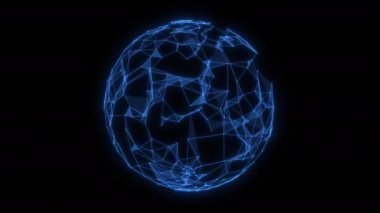 Animasyon çizgileri ve noktalardan soyut teknoloji küre arkaplanı. Kusursuz uzay geometrik arkaplan döngüsü