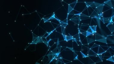 Animasyon çizgileri ve noktalardan soyut teknoloji arka planı. Kusursuz uzay geometrik arkaplan döngüsü