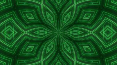 Soyut kabile döngüsü animasyon arka planı. Hipnotik ışınların kusursuz simetrik kaleydoskop arkaplanı. VJ tarzı akış süsleme görüntüleri.