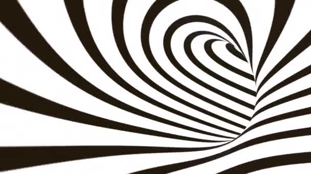 Abstrato Fluindo Ilusão Óptica Túnel Listrado Padrão Movimento Linhas Preto — Vídeo de Stock