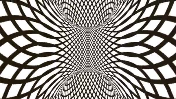 抽象流动条纹隧道光学错觉 黑白线条的运动模式 无缝圈背景图 — 图库视频影像