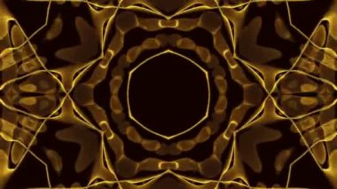 Soyut kozmik kaos, canlandırılmış arka plan döngüsü. Sıvı altından hipnotik ışınların kusursuz simetrik kaleydoskop arkaplanı. VJ tarzı akış süsleme görüntüleri.