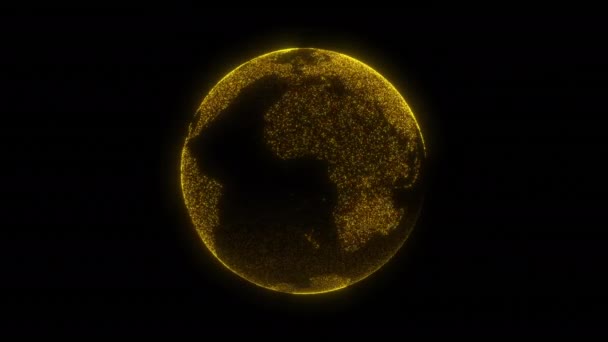 Обертається Земна Куля Від Частинок Світяться Цифрова Планета Земля Абстрактний — стокове відео
