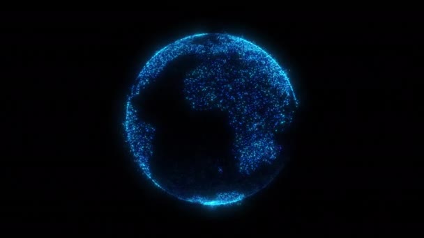 Globe Mondial Rotatif Partir Particules Lumineuses Planète Numérique Terre Résumé — Video