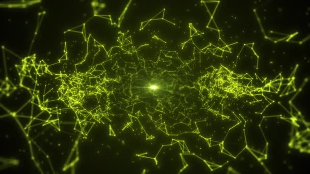 Abstrakte Technologie Tunnelhintergrund Aus Animierten Linien Und Punkten Geometrische Raumkulisse — Stockvideo