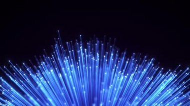 Optik fiber kılıf soyut hareket arkaplanı. Optik kabloların parlayan demeti döngü canlandırması