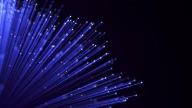 Optik fiber kılıf soyut hareket arkaplanı. Optik kabloların parlayan demeti döngü canlandırması