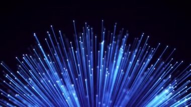 Optik fiber kılıf soyut hareket arkaplanı. Optik kabloların parlayan demeti döngü canlandırması