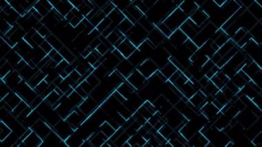 Ağ üzerinde soyut parlak çizgiler, çizgiler ve noktalar var. Kusursuz kesilmiş hareket fütüristik teknoloji geçmişi