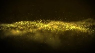 Soyut akışkan düz yüzey, yanıp sönen parçacıklardan gelen fraktal dalgalar. Şebeke, noktalar örgüsü. Kusursuz döngü canlandırması