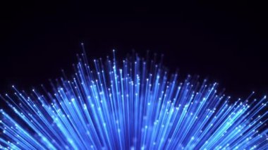 Optik fiber kılıf soyut hareket arkaplanı. Optik kabloların parlayan demeti döngü canlandırması