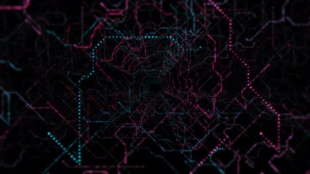 Grid Corner Structure Glowing Particles Seamless Loop Motion Background — Stock Video