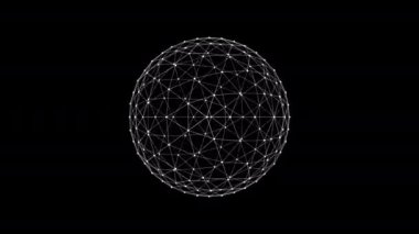 Küre HUD elementi döndürülüyor. Pleksus stili çizgileri ve noktaları birleştirir. Kusursuz döngü