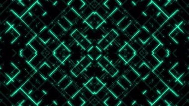 Ağ üzerinde soyut parlak çizgiler, çizgiler ve noktalar var. Kusursuz kesilmiş hareket fütüristik teknoloji geçmişi