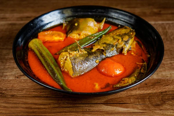 Pesce Gatto Con Sugo Curry Piccante Verdure — Foto Stock