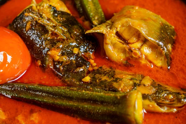 Pesce Gatto Con Sugo Curry Piccante Verdure — Foto Stock