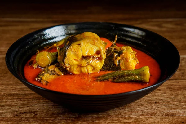 Catfish Spicy Curry Gravy Vegetables — Stock Photo, Image
