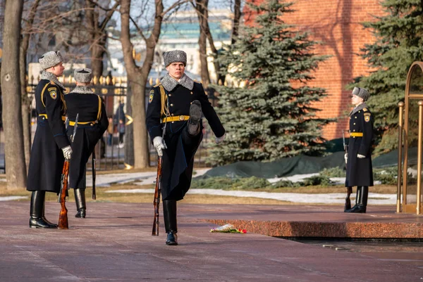 Rusko Moskva Kreml Jarní 2019 Obřad Změny Čestného Strážce Pomníku — Stock fotografie