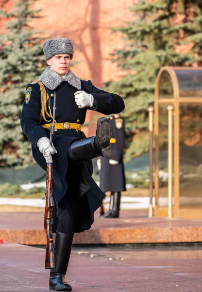 Rússia Moscovo Kremlin Primavera 2019 Cerimônia Mudar Guarda Honra Monumento — Fotografia de Stock