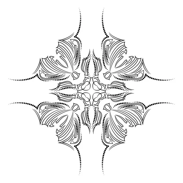 Czarno-białe okrągłe wzór z kwiatów tradycyjne etnicznej ornament. Wektor wydruku. — Wektor stockowy
