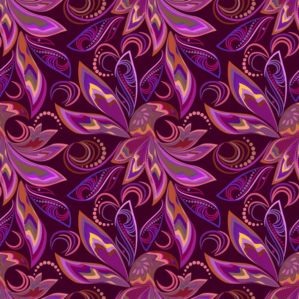 Patrón sin costuras con paisley. Ave Fénix en ornamento étnico tradicional. Fondo brillante vector . — Vector de stock