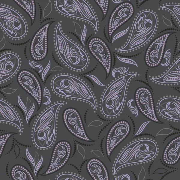 Nahtloses schwarz-weißes Muster mit Paisley und Vogel. Vektorhintergrund. — Stockvektor