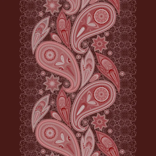 Encaje paisley patrón vertical sin costuras . — Vector de stock